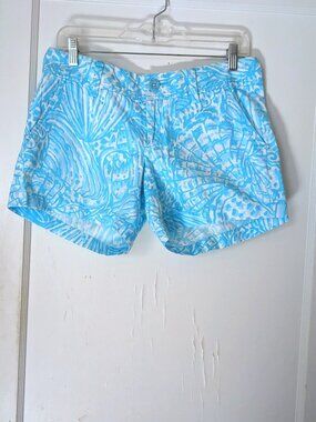 Lilly Pulitzer Shorely Blue Sea Cups Callahan Shorts Beach Coastal Size 4